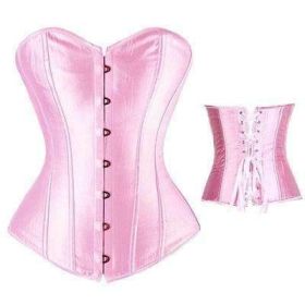 Bustier Lace up Boned Top Corset Waist Shaper (Option: L-Pink)